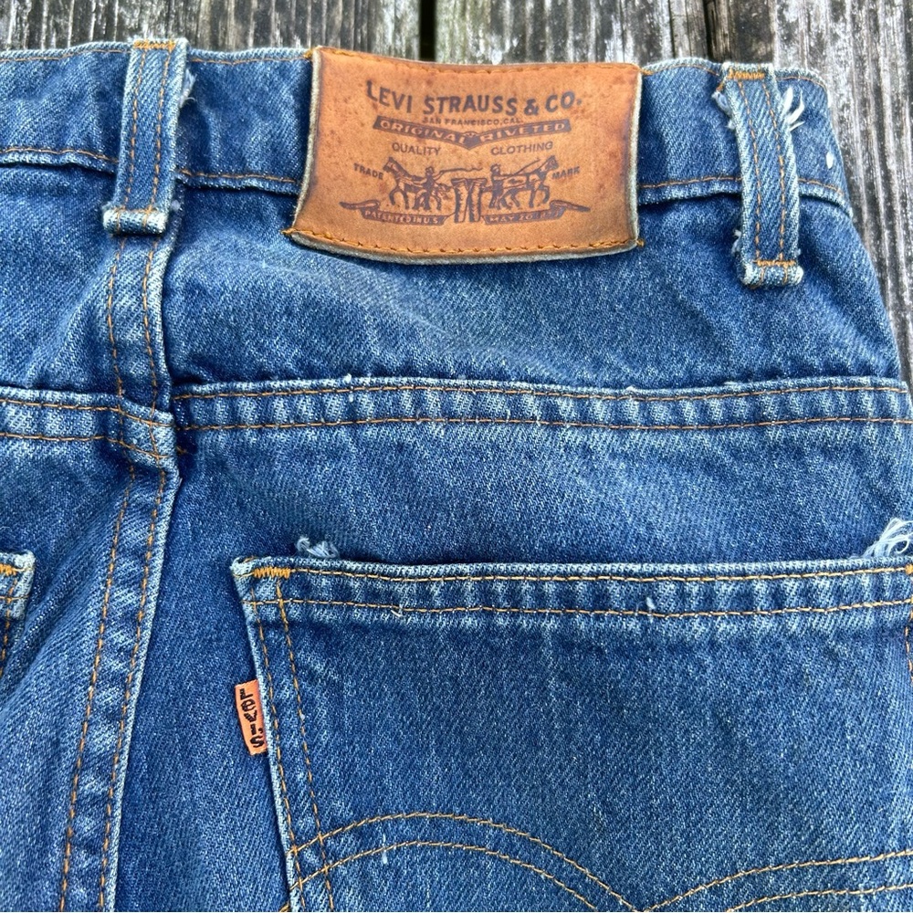 Vintage 80s Levi’s Orange Tab Rare Leather Patch Faded Straight Leg Jean Size 27 - Picture 9 of 9
